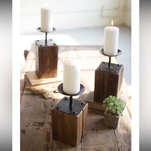 !! My swanky home Farmhouse  Square Candle Holders,, 2 Piece set